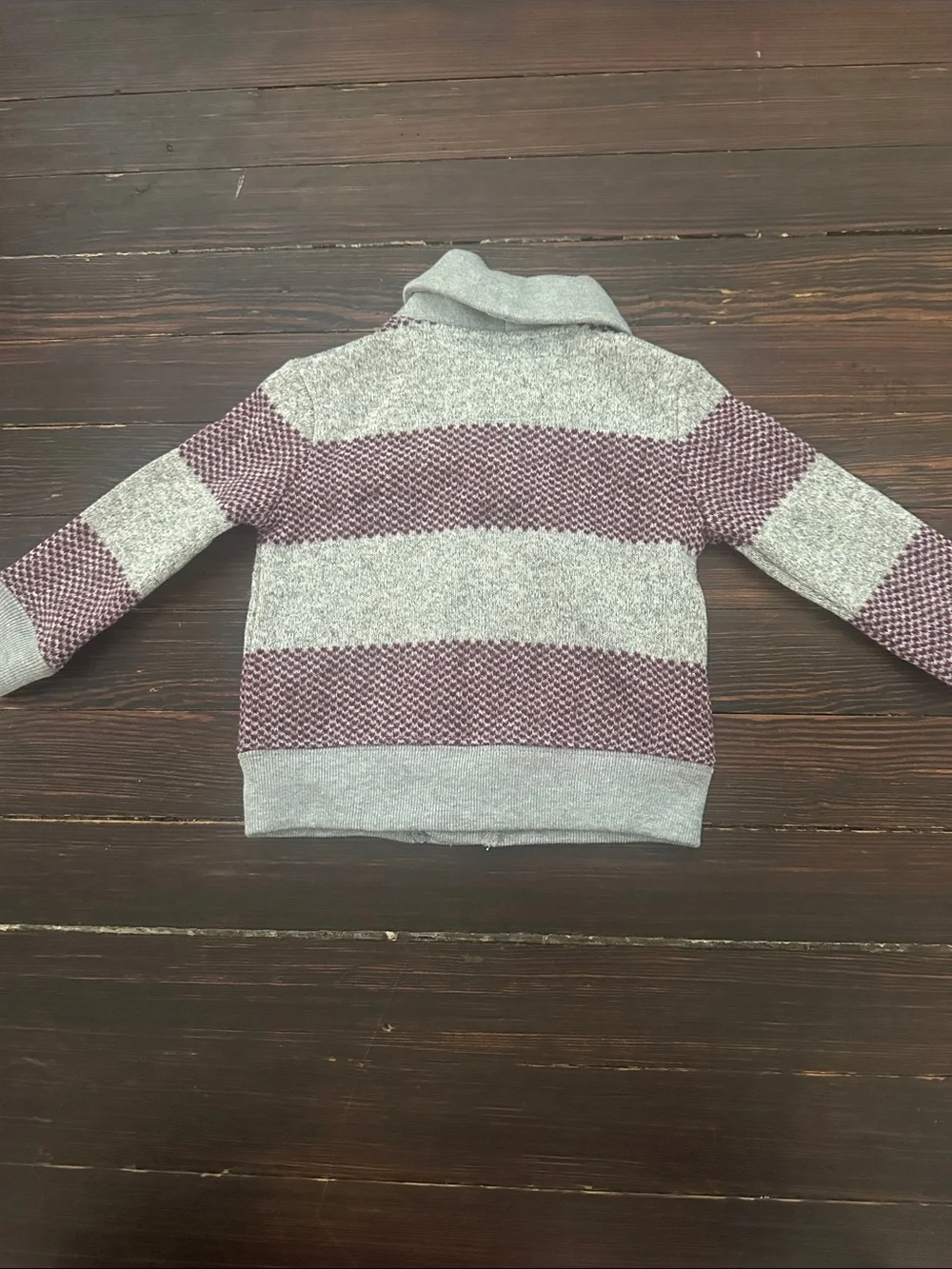 OshKosh B'gosh Gray & Burgundy Shawl Collar Knit Cardigan